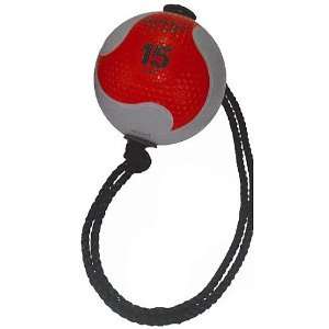 Aeromat 15Lb Power Rope Medicine Ball   Gray/Red Sports 