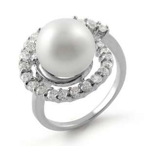  Round Stone Cz White Pearl 925 Sterling Silver Solitaire 