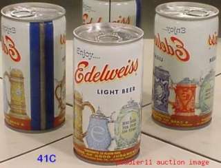 EDELWEISS BEER LIGHT CAN wide blue lines HEILMAN 41C  