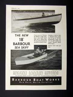Barbour Boat Works 18 ft Sea Skiff 14 ft Utility 1947 print Ad 