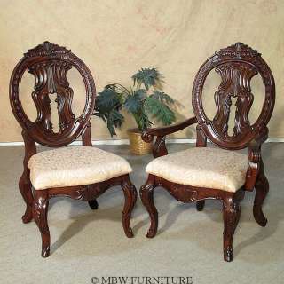 Set 10 SOLID MAHOGANY Round Back Floral Upholstery DINING CHAIRS 