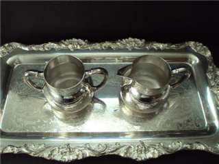 Antique Pairpoint 4ps Silver Tea set & 25.5 tray  