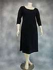 Black 3/4 Sleeve Scoop Neck A line Dress Size 18 Mid Calf Length NWT