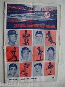New York Yankees 1965 Official Program & Scorecard N.Y vs Kanas City 