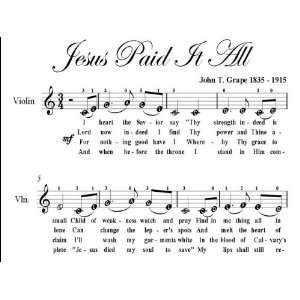  Jesus Paid It All Easy Violin Sheet Music Christian 