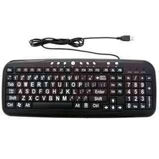   Font Large Print USB Keyboard with Black Keys Compatible with Windows7