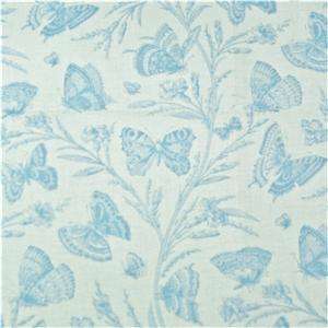 Windham Cotton Fabric Blue Butterflies Ivory BTY  
