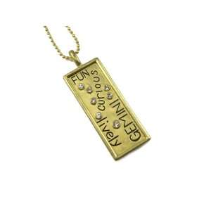 Gemini Two Sided Zodiac Pendant / Necklace with Sign Traits on Front 