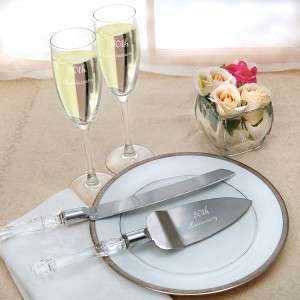 50th Anniversary Toasting Flutes and Cake Serving Set  