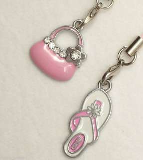PINK & SILVER PURSE & SHOE CELL PHONE CHARMS  WOW! 5446  