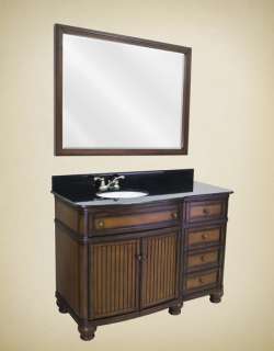 48 Compton Walnut Bathroom Vanity w/ Granite Top and Sink   VAN029 