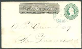 USA WELLS FARGO Old Postal Stationery VF  