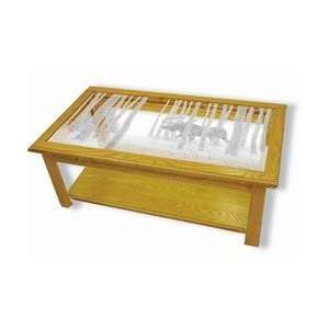   : Oak Etched Glass Coffee Table   On the Move (Moose): Home & Kitchen