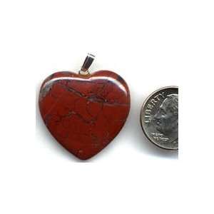  Brecciated/Poppy Jasper 25mm Heart Pendant Arts, Crafts 