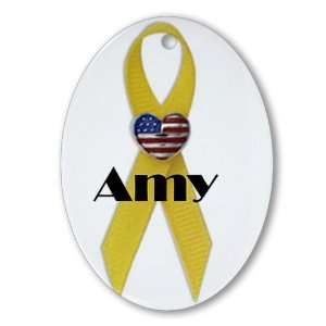  Military Backer Amy (Yellow Ribbon) Oval Ornament: Home 