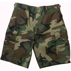 Woodland Camouflage   Military Cargo BDU Shorts (Cotton Rip Stop)