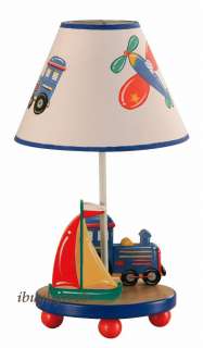Kids Wings & Wheels Train Plane Boat Table Lamp NEW  