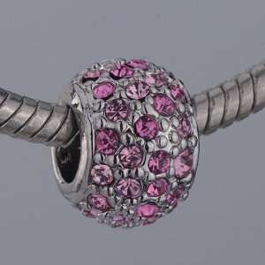 October Birthstone Pink Crystal Beads Fits Pandora Chamilia Biagi 