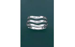 14K Solid WHITE Gold TRIPLE WAVE D CUT Thumb Ring  