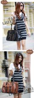 Women Faux Leather Handbag Shoulders Bag Tote Larger  