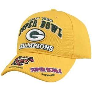   Green Bay Packers Gold 3x Super Bowl Champions Hat: Sports & Outdoors