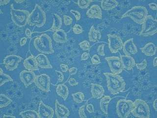   white cotton fabric blue floral leaves cotton quilt fabric f/sh  