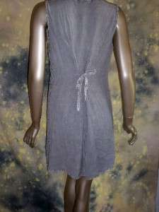 vtg 80s 90s GRUNGE grey ACID WASH ETHNIC mini dress M L  