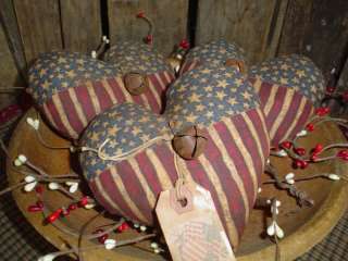 These Primitive Patriotic Flag Hearts would be darling displayed in a 