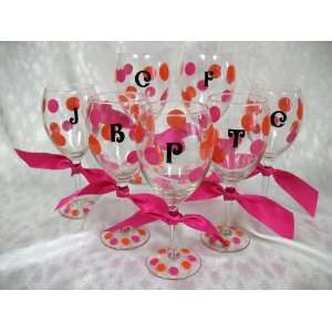   Glasses with Initial   Perfect for Your Bridal Party 