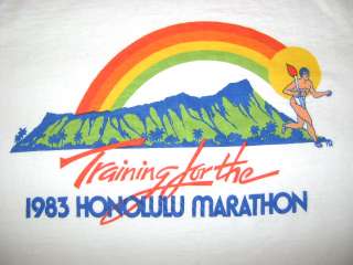 vintage 1983 HONOLULU HAWAII MARATHON RAINBOW t shirt S  