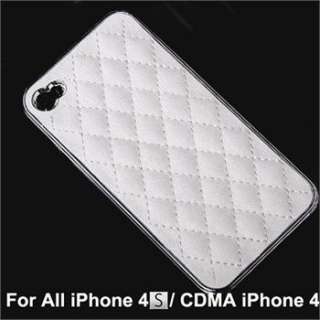 White Deluxe Leather Chrome Case Cover for All Apple iPhone 4S and 