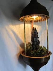 LARGE Rare Vintage Hanging Creators Inc Water Mill Rain Drip Oil Lamp 