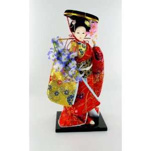    Geisha Girl Doll Statue with Large Black Hat: Home & Kitchen