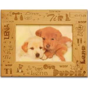   Puppies: 5 X 7 Engraved Alderwood Picture Frame #0008: Home & Kitchen