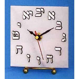  Hebrew Alef Bet Marble Judaica Clock By Menorah 