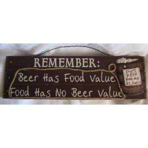  Beer Has Food Value Sign 