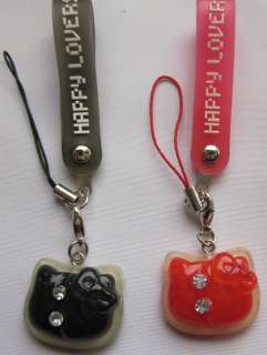 lovely hello kitty red&black mobile accessory keychain  