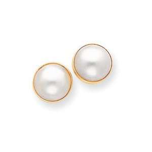  14k 9 10mm Cultured Mabe Pearl Earrings Jewelry