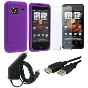  Dark Purple Silicone Soft Gel Case + Micro USB Car Charger 