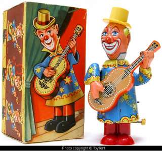 GnK clown playing Guitar vintage mechanical toy Kohler Germany boxed 