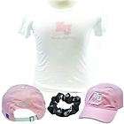   Jayhawks White Pink Small SM T Shirt Hair Band Hat Cap 3 Piece Set