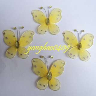 50Pale yellow stocking Butterfly Wedding Decorations5cm  
