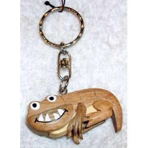  Wooden Hand Crafted Crocodile Key Ring, Key Chain, Key Holder 