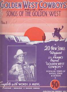 GOLDEN WEST COWBOYS / PEE WEE KING Song Book 1939 PVG /  