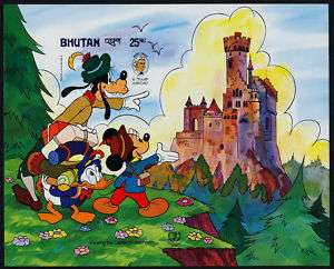 Bhutan 521 Imperf MNH Disney, A tramp Abroad, Castle  