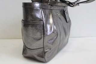   17721 Gallery Leather E/W East West Tote Bag PEWTER Metallic Grey NWT