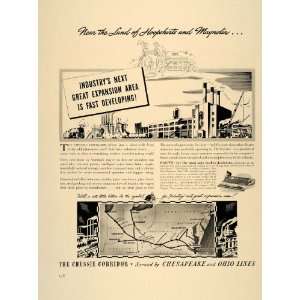  1941 Ad Chessie Corridor Chesapeake & Ohio Industry Map 