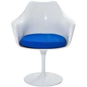  Eero Saarinen Style Tulip Arm Chair with Blue Cushion 