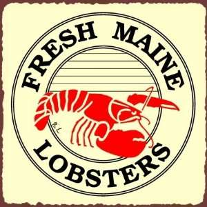  Fresh Maine Lobster Vintage Metal Art Beach Seafood Retro 