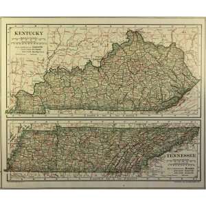  Collier map of Kentucky and Tennessee (1907) Office 